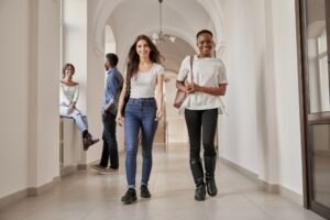 African and Caucasian students girls